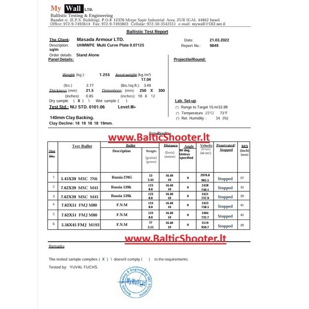 NIJ III+ Masada Armour balistinė plokštė 2