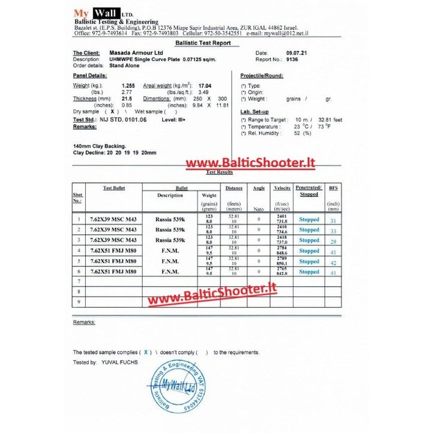 NIJ III+ Masada Armour balistinė plokštė 1